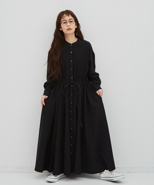 【美品】ボリュームシャツワンピース(black) Libra Cue(リブラ キュー)の「ボリュームシャツワンピース