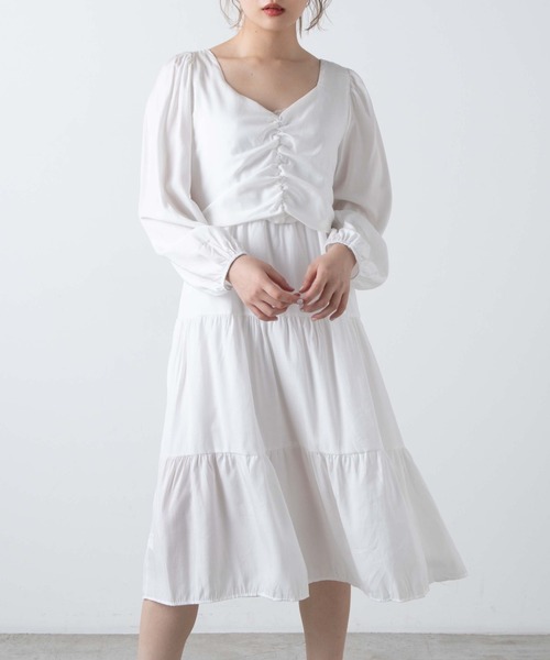 WEGO（ウィゴー）の「WEGO/ドロストティアードワンピース（ワンピース・レディース・ホワイト/ブラック・FREE）」の2枚目の写真