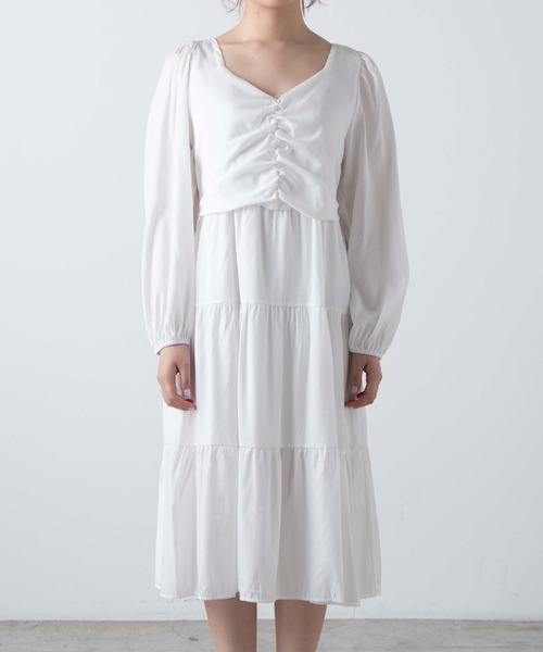 WEGO（ウィゴー）の「WEGO/ドロストティアードワンピース（ワンピース・レディース・ホワイト/ブラック・FREE）」の3枚目の写真