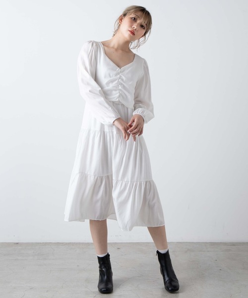 WEGO（ウィゴー）の「WEGO/ドロストティアードワンピース（ワンピース・レディース・ホワイト/ブラック・FREE）」の17枚目の写真