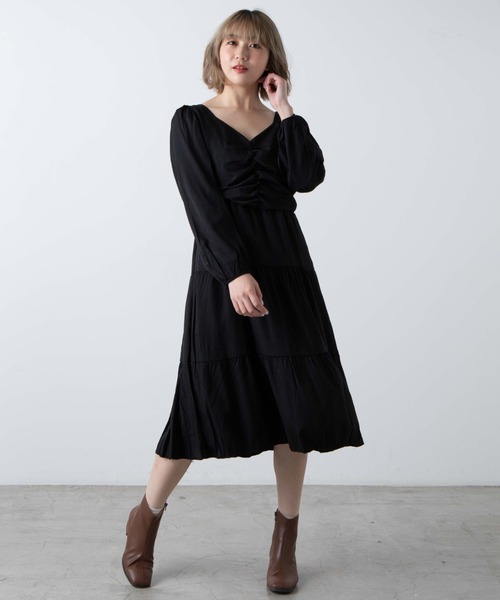 WEGO（ウィゴー）の「WEGO/ドロストティアードワンピース（ワンピース・レディース・ホワイト/ブラック・FREE）」の7枚目の写真