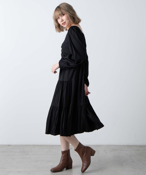 WEGO（ウィゴー）の「WEGO/ドロストティアードワンピース（ワンピース・レディース・ホワイト/ブラック・FREE）」の9枚目の写真