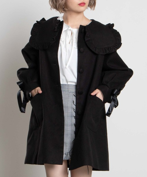 WEGO（ウィゴー）の「WEGO/セーラーフリルカラーコート（ダウンジャケット/コート・レディース・アイボリー/ブラック・FREE）」の18枚目の写真