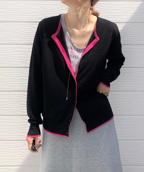 Q（キュー）の「UVカットカーディガン（カーディガン/ボレロ・レディース・ホワイト/チャコールグレー/ブラック/ライム/ベビーピンク・MEDIUM）」の3枚目の写真