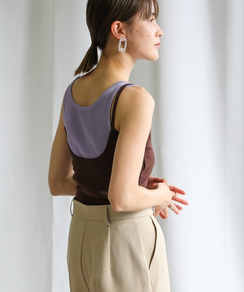 select MOCA（セレクトモカ）の「2021 SS Uネックリブショート丈タンクトップ（タンクトップ・レディース・イエロー/ホワイト/ブラック/パープル・FREE）」の11枚目の写真