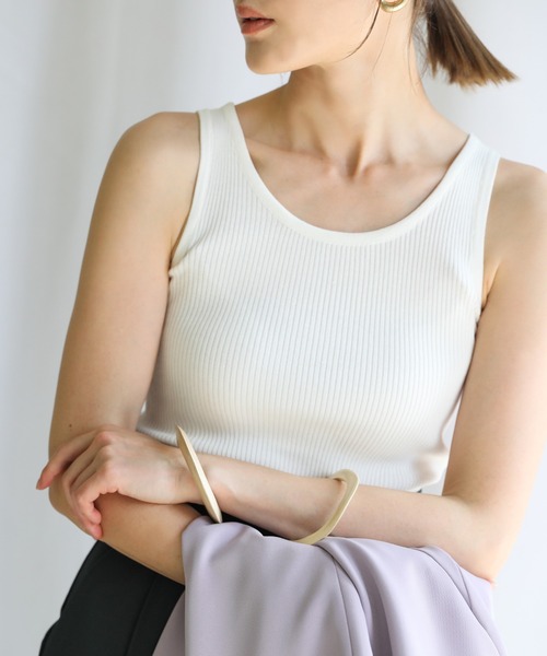 select MOCA（セレクトモカ）の「2021 SS Uネックリブショート丈タンクトップ（タンクトップ・レディース・イエロー/ホワイト/ブラック/パープル・FREE）」の20枚目の写真