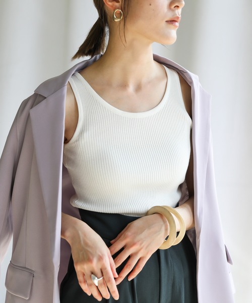 select MOCA（セレクトモカ）の「2021 SS Uネックリブショート丈タンクトップ（タンクトップ・レディース・イエロー/ホワイト/ブラック/パープル・FREE）」の17枚目の写真