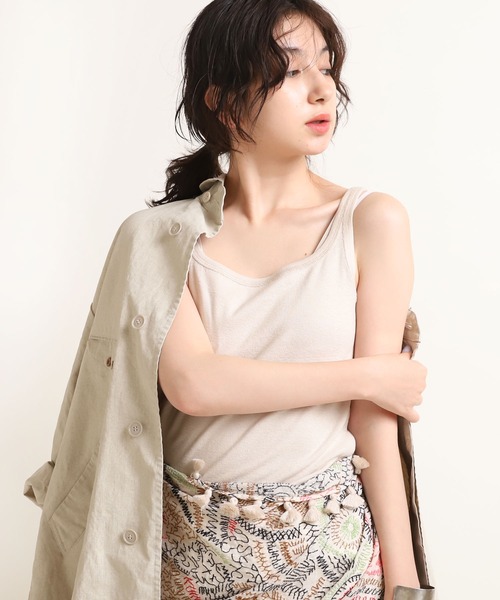 RNA-N（アールエヌエーエヌ）の「M1562 ナノファインフライスロングタンク（タンクトップ・レディース・ホワイト/ラベンダー/キャメル/チャコールグレー・MEDIUM）」の12枚目の写真