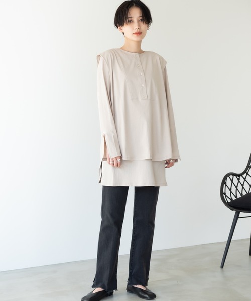 Solace(ソレイス)の「3wayタンクレイヤードロングカットソー(Tシャツ/カットソー・レディース・カーキブラウン/ベージュ・FREE)」の16枚目の写真