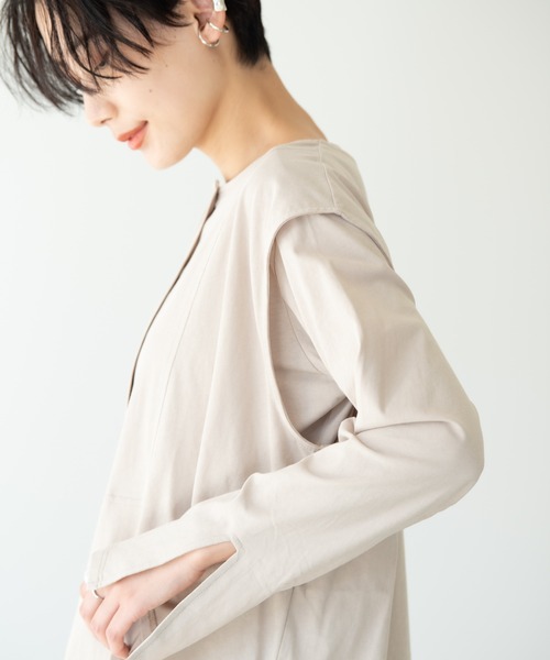 Solace(ソレイス)の「3wayタンクレイヤードロングカットソー(Tシャツ/カットソー・レディース・カーキブラウン/ベージュ・FREE)」の6枚目の写真