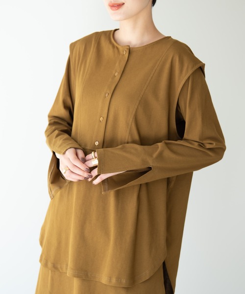 Solace(ソレイス)の「3wayタンクレイヤードロングカットソー(Tシャツ/カットソー・レディース・カーキブラウン/ベージュ・FREE)」の12枚目の写真