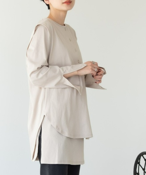 Solace(ソレイス)の「3wayタンクレイヤードロングカットソー(Tシャツ/カットソー・レディース・カーキブラウン/ベージュ・FREE)」の15枚目の写真