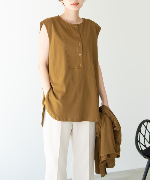 Solace(ソレイス)の「3wayタンクレイヤードロングカットソー(Tシャツ/カットソー・レディース・カーキブラウン/ベージュ・FREE)」の18枚目の写真