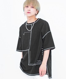 A‘gem 9 | 『A'GEM/9』フェイクレイヤード配色ステッチ半袖Tシャツ(Tシャツ/カットソー)