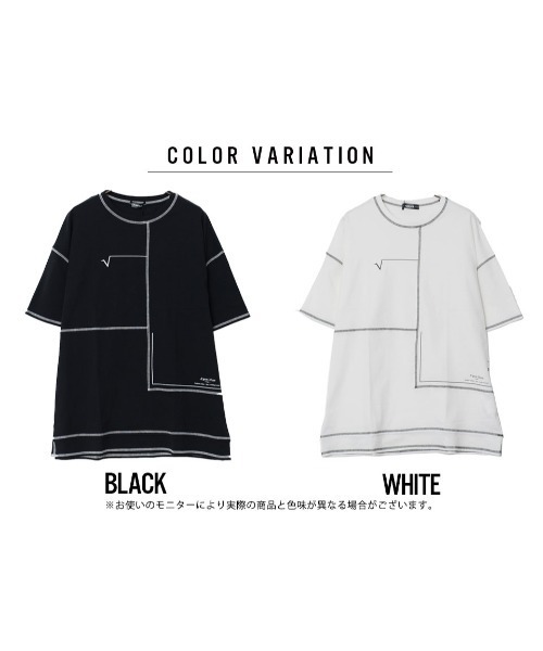 A‘gem 9（エージェムナイン）の「『A'GEM/9』フェイクレイヤード配色ステッチ半袖Tシャツ（Tシャツ/カットソー・メンズ・ホワイト/ブラック・FREE）」の9枚目の写真