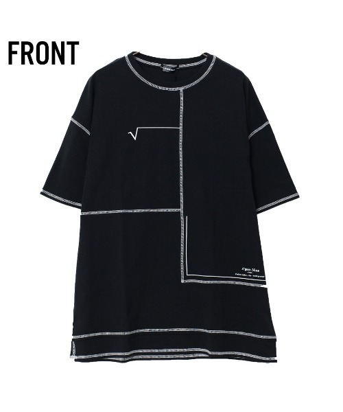 A‘gem 9（エージェムナイン）の「『A'GEM/9』フェイクレイヤード配色ステッチ半袖Tシャツ（Tシャツ/カットソー・メンズ・ホワイト/ブラック・FREE）」の3枚目の写真
