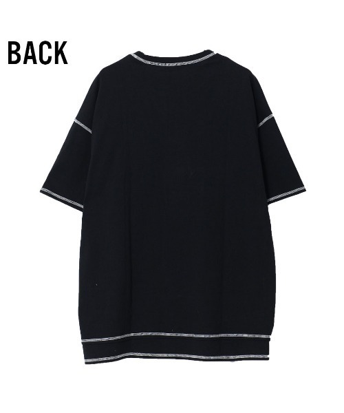 A‘gem 9（エージェムナイン）の「『A'GEM/9』フェイクレイヤード配色ステッチ半袖Tシャツ（Tシャツ/カットソー・メンズ・ホワイト/ブラック・FREE）」の4枚目の写真
