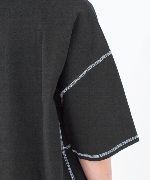 A‘gem 9（エージェムナイン）の「『A'GEM/9』フェイクレイヤード配色ステッチ半袖Tシャツ（Tシャツ/カットソー・メンズ・ホワイト/ブラック・FREE）」の19枚目の写真