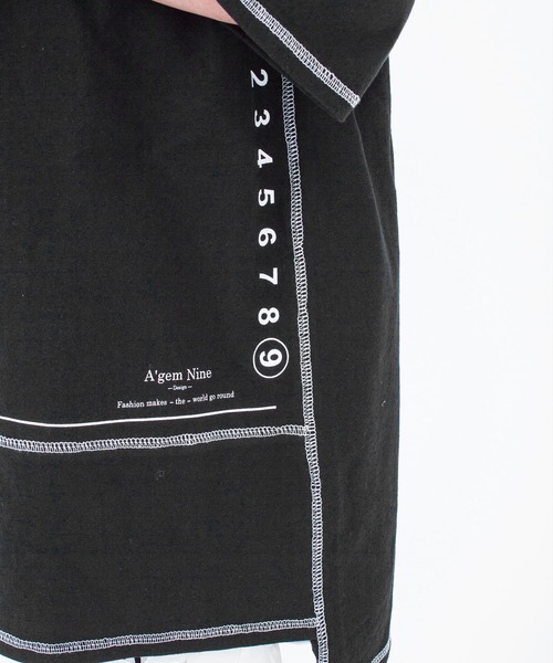 A‘gem 9（エージェムナイン）の「『A'GEM/9』フェイクレイヤード配色ステッチ半袖Tシャツ（Tシャツ/カットソー・メンズ・ホワイト/ブラック・FREE）」の22枚目の写真