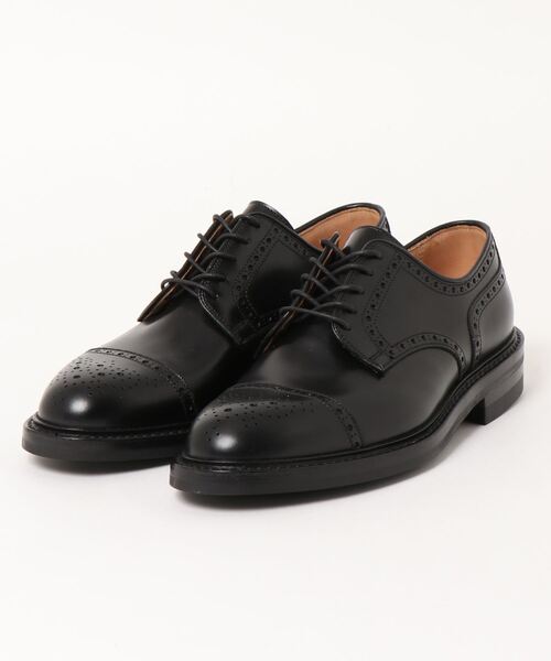 【美品】Crockett & Jones ブラック セミブローグシューズ CROCKETT&JONES（クロケットアンドジョーンズ）の