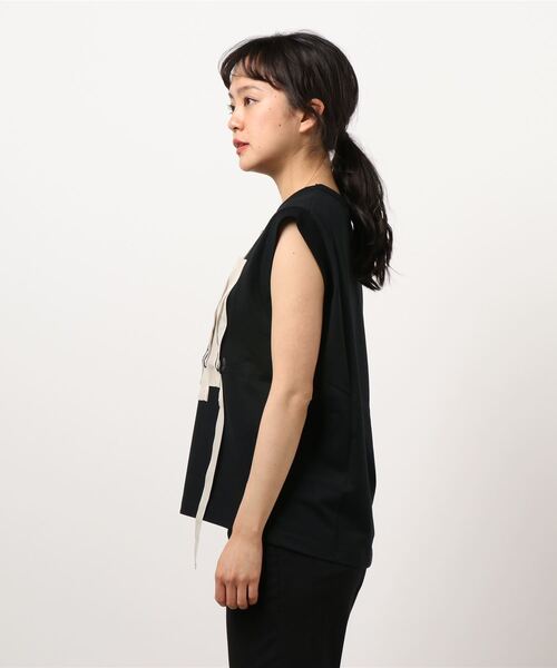 blanc basque（ブランバスク）の「【ＢＬＡＮＣ　ｂａｓｑｕｅ】スワイースワイ天竺＊ガーゼテープ（Tシャツ/カットソー・レディース・ホワイト/グレー/ブラック・FREE）」の4枚目の写真