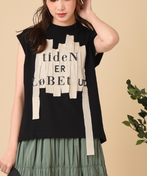 blanc basque（ブランバスク）の「【ＢＬＡＮＣ　ｂａｓｑｕｅ】スワイースワイ天竺＊ガーゼテープ（Tシャツ/カットソー・レディース・ホワイト/グレー/ブラック・FREE）」の2枚目の写真