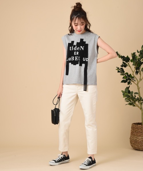 blanc basque（ブランバスク）の「【ＢＬＡＮＣ　ｂａｓｑｕｅ】スワイースワイ天竺＊ガーゼテープ（Tシャツ/カットソー・レディース・ホワイト/グレー/ブラック・FREE）」の8枚目の写真