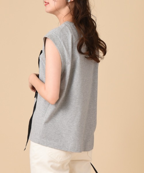 blanc basque（ブランバスク）の「【ＢＬＡＮＣ　ｂａｓｑｕｅ】スワイースワイ天竺＊ガーゼテープ（Tシャツ/カットソー・レディース・ホワイト/グレー/ブラック・FREE）」の7枚目の写真