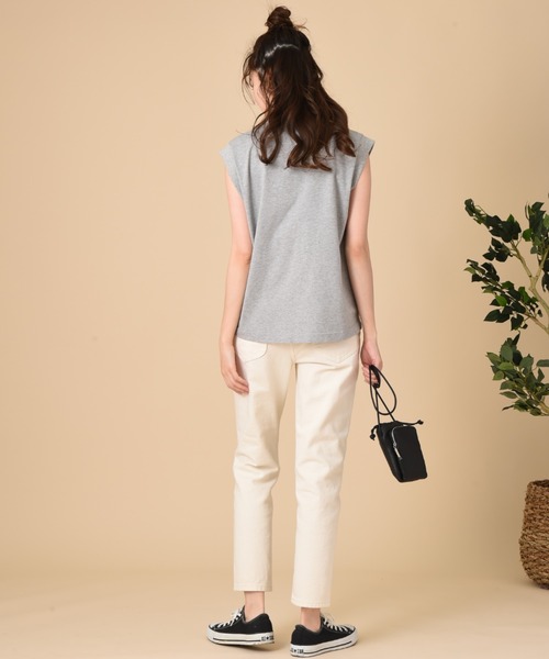 blanc basque（ブランバスク）の「【ＢＬＡＮＣ　ｂａｓｑｕｅ】スワイースワイ天竺＊ガーゼテープ（Tシャツ/カットソー・レディース・ホワイト/グレー/ブラック・FREE）」の9枚目の写真