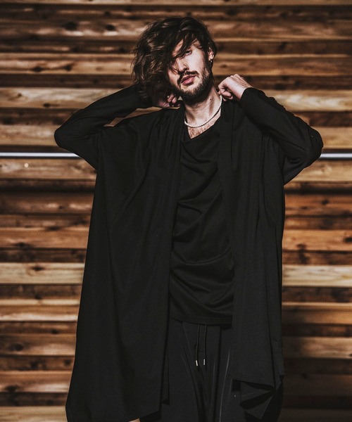 NO ID.(ノーアイディ)の「【NO ID.】Dolman Sleeve Drape Gown / ドルマン スリーブ ドレープ ガウン(カーディガン/ボレロ・メンズ・ブラック/グレー/カーキ・ONE SIZE)」の1枚目の写真