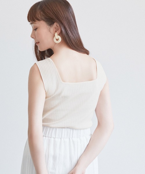 coca（coca）（コカ）の「前後2WAYノースリーブサマーニット（タンクトップ・レディース・アイボリー/ブラック/ベージュ・ONE SIZE）」の2枚目の写真