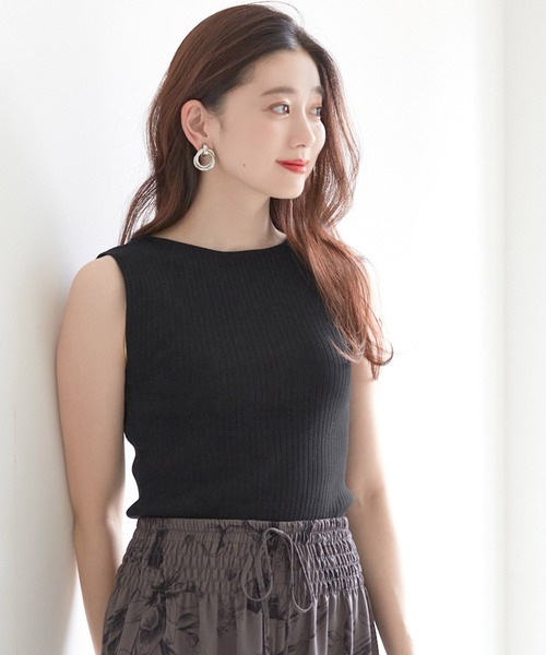 coca（coca）（コカ）の「前後2WAYノースリーブサマーニット（タンクトップ・レディース・アイボリー/ブラック/ベージュ・ONE SIZE）」の3枚目の写真