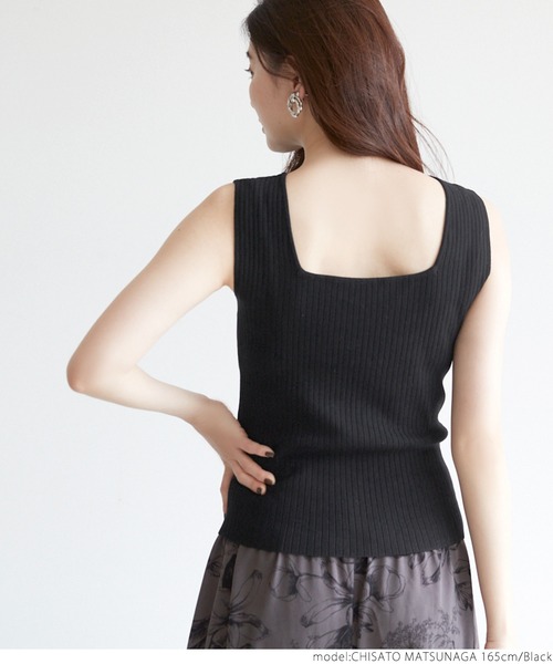 coca（coca）（コカ）の「前後2WAYノースリーブサマーニット（タンクトップ・レディース・アイボリー/ブラック/ベージュ・ONE SIZE）」の7枚目の写真