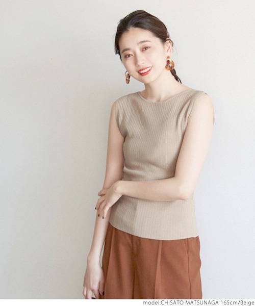 coca（coca）（コカ）の「前後2WAYノースリーブサマーニット（タンクトップ・レディース・アイボリー/ブラック/ベージュ・ONE SIZE）」の12枚目の写真