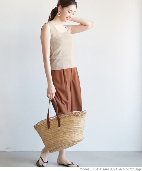 coca（coca）（コカ）の「前後2WAYノースリーブサマーニット（タンクトップ・レディース・アイボリー/ブラック/ベージュ・ONE SIZE）」の14枚目の写真