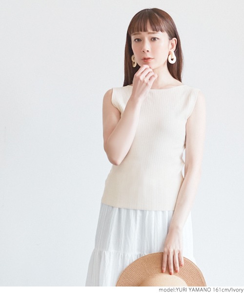 coca（coca）（コカ）の「前後2WAYノースリーブサマーニット（タンクトップ・レディース・アイボリー/ブラック/ベージュ・ONE SIZE）」の19枚目の写真