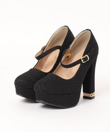 Mafmof（マフモフ）の「Mafmof(マフモフ) チェーン付きヒールストーム入り厚底ヒール パンプス（パンプス）」