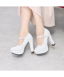 Mafmof（マフモフ）の「Mafmof(マフモフ) チェーン付きヒールストーム入り厚底ヒール パンプス（パンプス）」