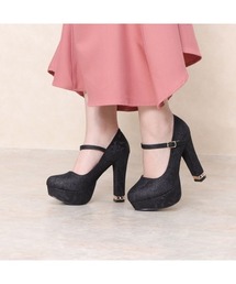 Mafmof（マフモフ）の「Mafmof(マフモフ) チェーン付きヒールストーム入り厚底ヒール パンプス（パンプス）」