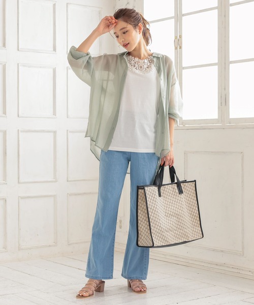 KOBE LETTUCE（コウベレタス）の「エコレザーパイピングビッグキャンバストートバッグ（トートバッグ・レディース・ブラック/ブラウン/ライトグレー/その他・FREE）」の12枚目の写真