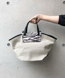 プリントレザークリップトートS