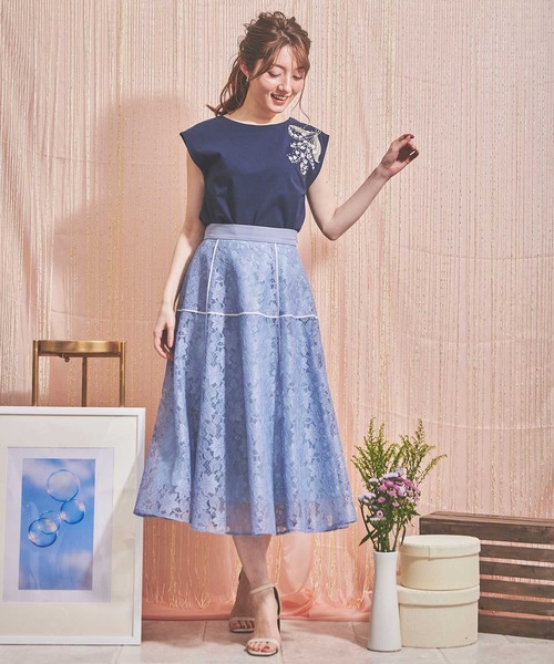 NOELA（ノエラ）の「フラワーレース切替スカート（スカート