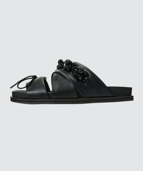 【SIMONE ROCHA】Low Trekフェイクファー&グロスレザー サンダル Simone Rocha - Low Trek faux fur-trimmed sandals Simone Rocha