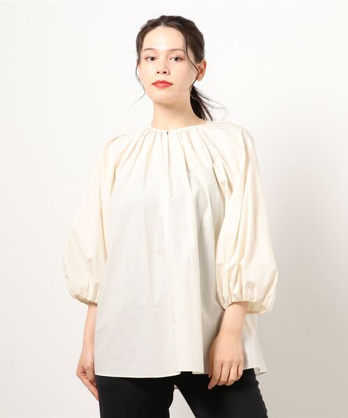 journal standard L'essage（ジャーナルスタンダードレサージュ）の「ギャザーボリュームブラウス（シャツ/ブラウス・レディース・ブラック/ホワイト・FREE）」の13枚目の写真