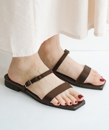 haco! | ぺたんこなのにほどよく女っぽい　つややかサテンが華やかな２WAYストラップサンダル(サンダル)