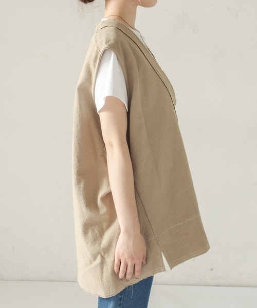 CAPRICIEUX LE'MAGE（カプリシューレマージュ）の「コットンステッチＶベスト（ベスト・レディース・ブラック/ベージュ・FREE）」の19枚目の写真