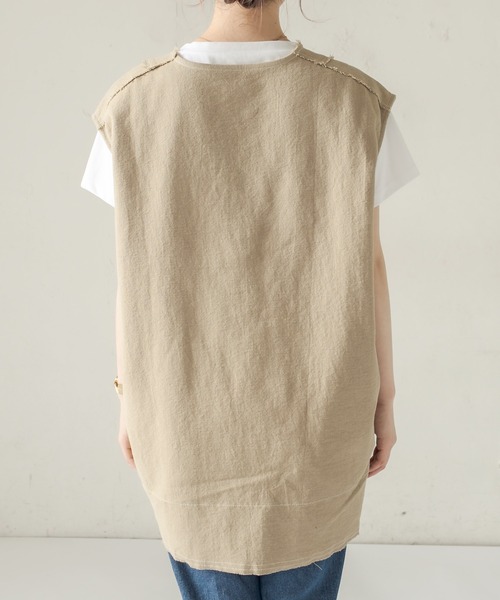 CAPRICIEUX LE'MAGE（カプリシューレマージュ）の「コットンステッチＶベスト（ベスト・レディース・ブラック/ベージュ・FREE）」の3枚目の写真