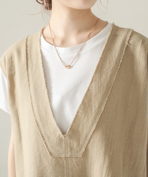 CAPRICIEUX LE'MAGE（カプリシューレマージュ）の「コットンステッチＶベスト（ベスト・レディース・ブラック/ベージュ・FREE）」の7枚目の写真