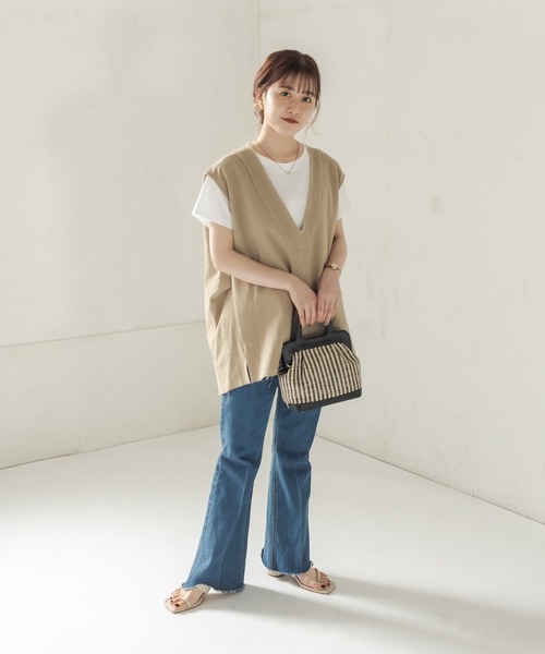 CAPRICIEUX LE'MAGE（カプリシューレマージュ）の「コットンステッチＶベスト（ベスト・レディース・ブラック/ベージュ・FREE）」の17枚目の写真