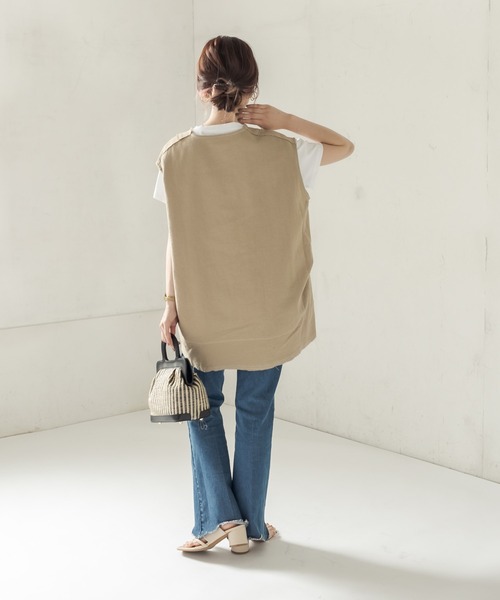 CAPRICIEUX LE'MAGE（カプリシューレマージュ）の「コットンステッチＶベスト（ベスト・レディース・ブラック/ベージュ・FREE）」の11枚目の写真